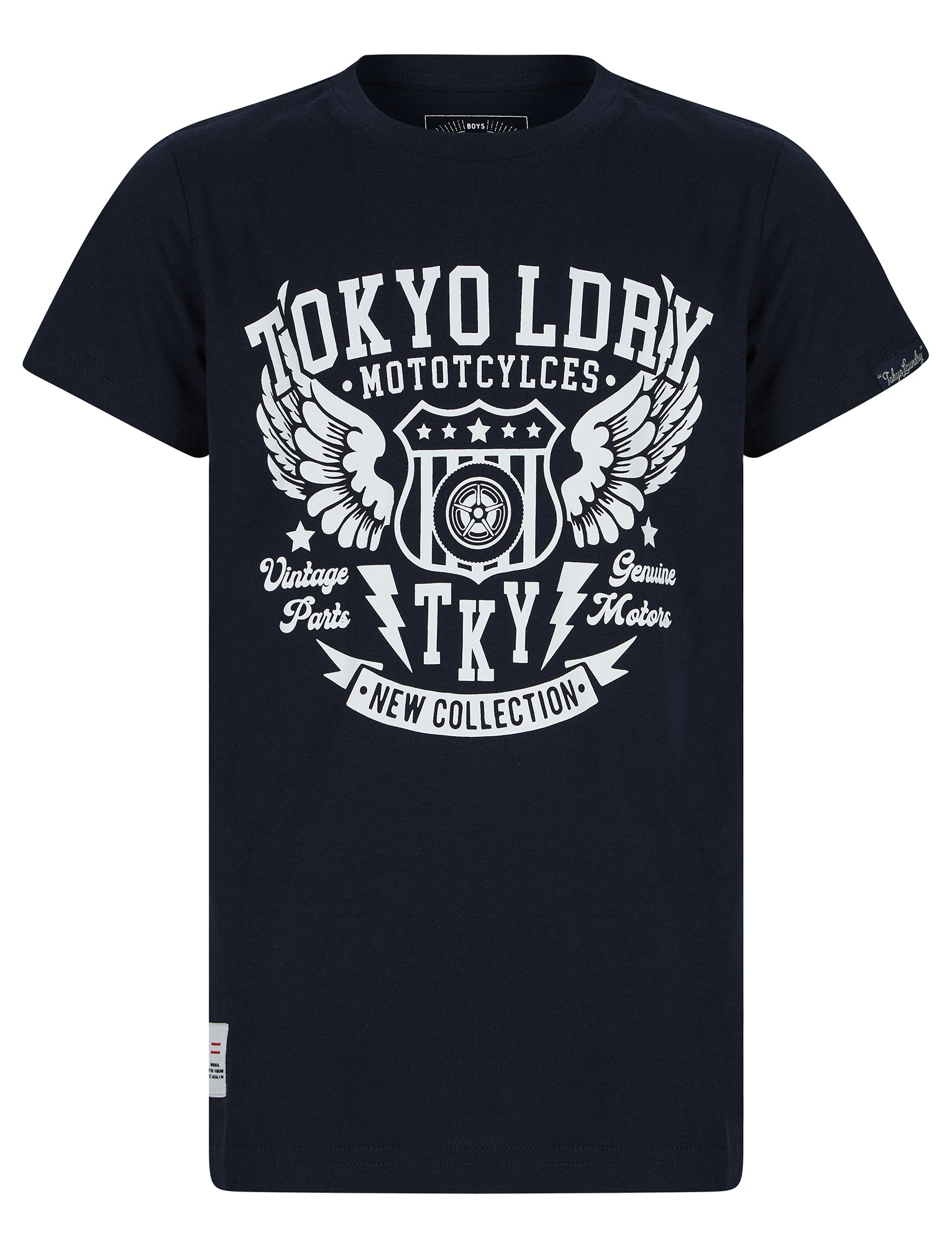 T-Shirts Boys Ldry Cycles Motif Cotton T-Shirt in Sky Captain Navy Kids / 3-4 Years - Tokyo Laundry