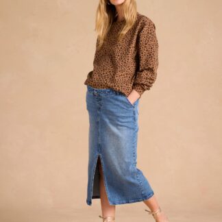 Long Skirt with Slit in the Front, for Maternity by ENVIE DE FRAISE medium blue