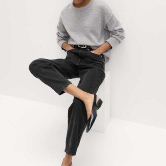M&S Mom High Waisted Ankle Grazer Jeans Black