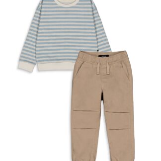 Joe's Jeans Boys' Striped Sweatshirt & Stretch Twill Jogger Pants Set - Little Kid