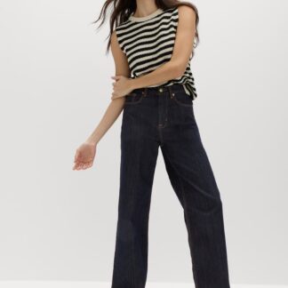 M&S High Waisted Smart Wide Leg Jeans Indigo Mix