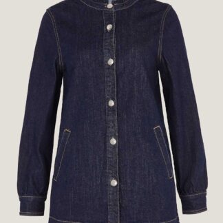 Monsoon Denim Frill Collar Longline Jacket Indigo