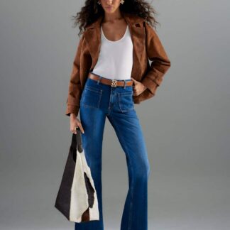 River Island Relaxed High Waisted Flared Jeans Blue Denim