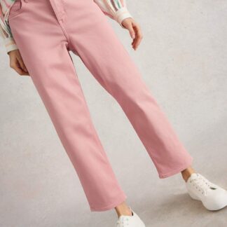 White Stuff Mid Rise Straight Leg Cropped Jeans Pink