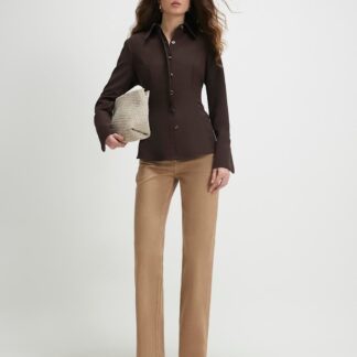 River Island High Waisted Straight Leg Jeans Chocolate